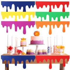 6 Pack Art Themed Party Table Skirts 40 x 16 Inches Colorful Felt Paint Splat…