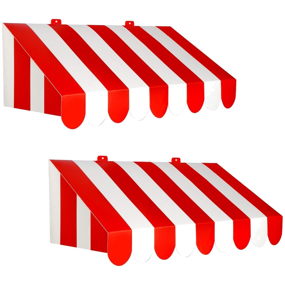 Circus Carnival Red & White Awnings – 3D Wall Decor 2-Pack