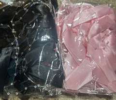 Pink And Black Satin Bows For Weddings, Bachlorette Or Birthday Prestrung