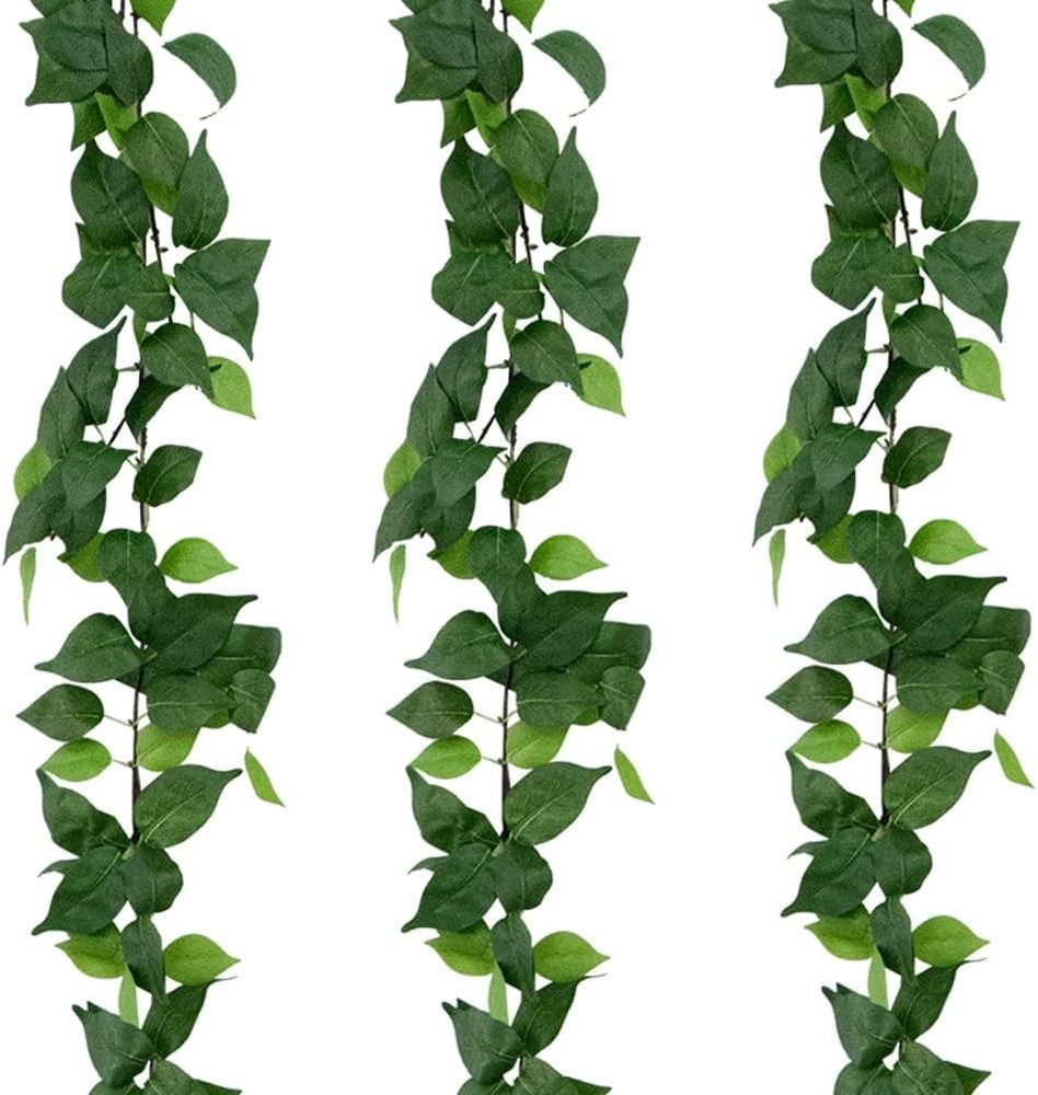 3 Strands Artificial Vines Kit, 71″ Silk Eucalyptus Ivy Garland Green Leaves