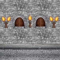 Medieval Party Decoration Set: 11 Pieces with Self-Adhesive Window & Torch Props