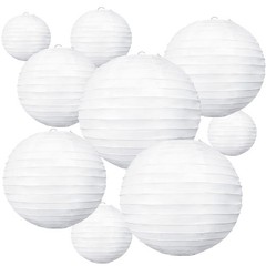 10Pcs White Paper Lanterns Decorative Chinese/Japanese Hanging Round Paper Lante