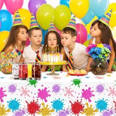 Paint Party Decorations 3Pcs Art Party Tablecloth Plastic Watercolor Painting