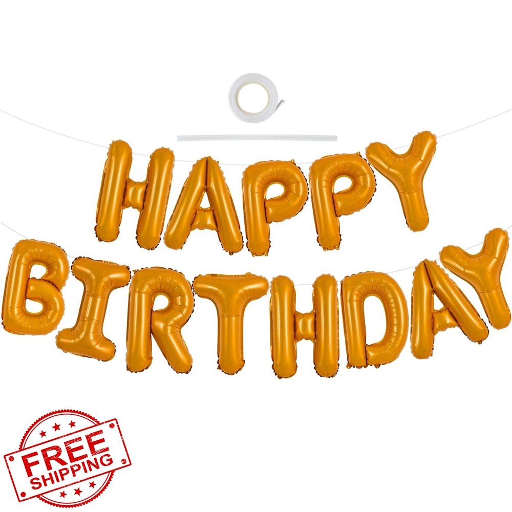 TONIFUL Light Orange Happy Birthday Balloons Banner