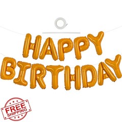 TONIFUL Light Orange Happy Birthday Balloons Banner
