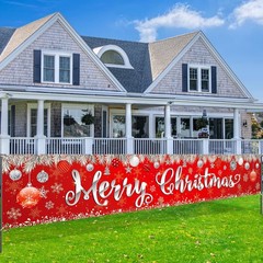 Red Merry Christmas Large Banner Decorations, Xmas Outdoor Indoor Decorations…