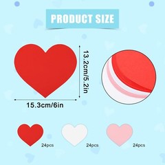 72pcs 6×5.2 Inch Heart Paper Cutouts Card 3 Colors Large Heart Shaped Cut Out…