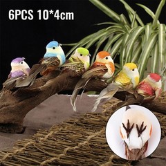 6pcs Fake Artificial Parrot Feathered Bird Budgie Garden Home Decoration Pack
