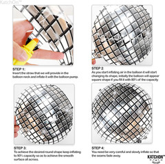 Pack of 6 Big Silver Disco Ball Balloons for Party, Bachelorette, New Year Decor