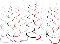 Black and Red Foil Swirl Hanging Decoration for Birthday Graduation Wedding New