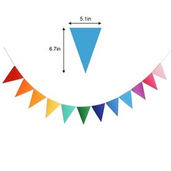 4 Strings 48PCS Rainbow Pennant Banner Flags- Colorful Triangle Felt