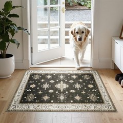 2’x3′ Washable Area Rug Non-Slip, Vintage Floral Medallion Distressed Entrywa…