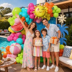 156Pcs Summer Balloon Arch Kit, Pool Party Decorations, Sun Watermelon Beach …