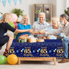 65th Birthday Decorations Men-3 Pcs Happy Birthday Tablecloths Happy Birthday Pa