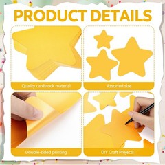 72 Pcs Gold Star Cutouts, 6 4 2.5 Inches, Double Sided, Bulletin Board Decor