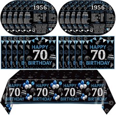 70th Birthday Decorations,41pcs Black Blue Back in 1956 Birthday Decorations …