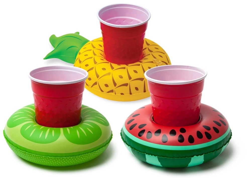 6 Inflatable Tropical Fruits Beverage Boats For Swimming Pool Fun Party