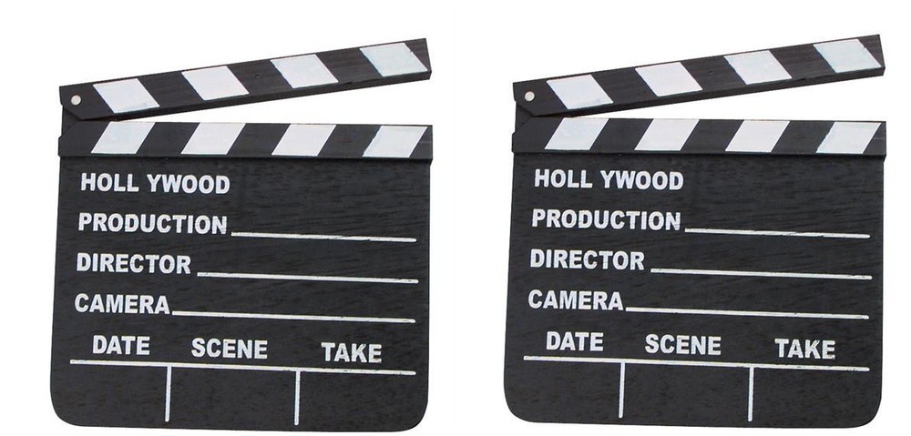 2 HOLLYWOOD CLAPBOARD CLAPPER CLAP BOARDS MOVIE SIGN DIRECTOR’S PROP CHALKBOARD