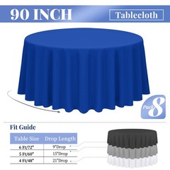 fani 8-Pack 90″ Round Tablecloth, Royal Blue Polyester Fabric Table Cloth