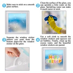 9 Sheets Happy Easter Window Clings Cute Cartoon Bunny Rabbit Egg Floral Window