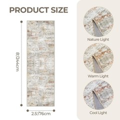 Restydon Kitchen Runner Rug Non Slip – 2.5 x 8 2’6″ x 8′ (Runner), Grey/Rust