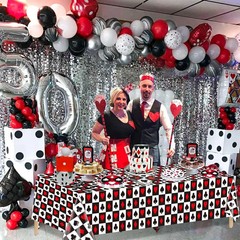 81Pcs Casino Party Decorations – Poker Party Tableware Set Includes Poker Themed