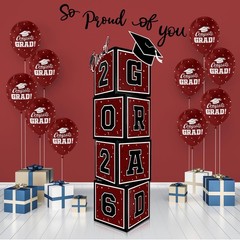 2026 Graduation Decoration Set – Class of 2025 Balloon Boxes in Maroon and Black