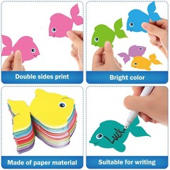 200 PCS Fish Paper Cutouts 3.15 inch Colorful Accents for Bulletin Boards