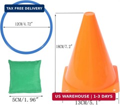42 pcs 3-in-1 Carnival Games Set Plastic Colorful Cones Ring Toss Combo Set Outd