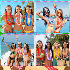 60PCS Hawaiian Luau Leis Party Decorations Birthday Supplies Set, Hawaii Tropica