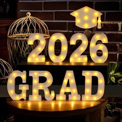 Elegant 2026 Grad Party Decorations – Light Up Letters & Cap for All Grad Levels