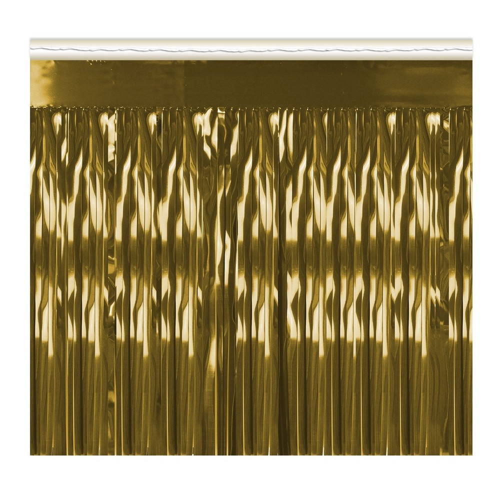 Beistle Gold 1-Ply Metallic Fringe Drape – General Occasion | Party Supply