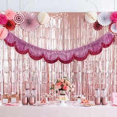 6 ft Scalloped Fringe Banner Hanging Layered Sparkly Fringe Garland for Bache…
