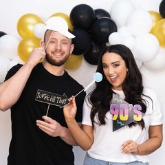 90s Photo Booth Props – 41-pc 90 s Selfie Prop Kit with 8 x 10-Inch Sign, 60 …