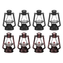 Dollhouse Micro Lantern, 2.17″ H, Plastic Mini Kerosene Lamp Black Copper, 8pcs