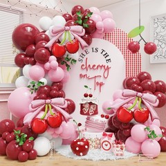 Cherry Themed Party Decorations,Burgundy Pink White Balloons Arch Kit with Pi…