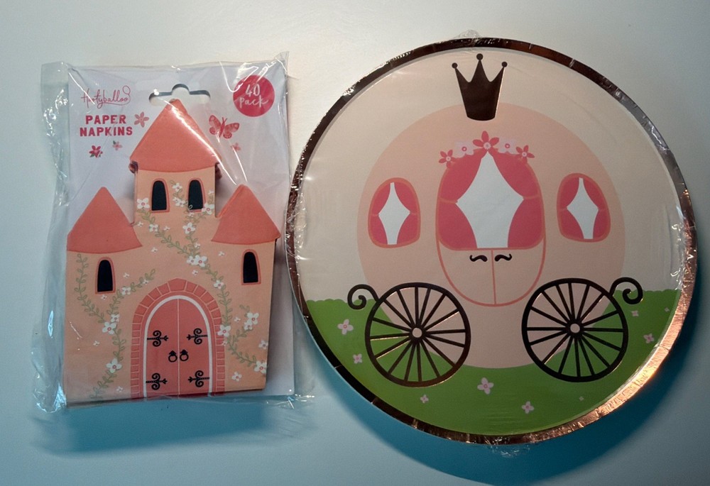 60 pcs Princess Castle Birthday Party Goods Set -Beautiful Plates & Napkins