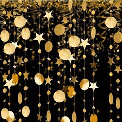 Gold Party Decoration Gold Star Circle Dot Hanging Garland Hanging Streamer D…