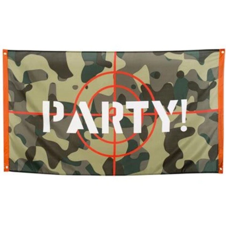 LARGE 5ft x 3ft ARMY GREEN CAMOUFLAGE PARTY FLAG BOYS BIRTHDAY DECORATION