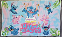 Stitch & Angel Birthday Party Background 59″ x 35″ Backdrop Wall Hanging Decor