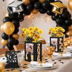 10 Pcs 2026 Graduation Table Decorations Boxes Black Photo Display Graduation Ce