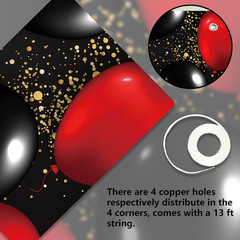 Happy 70Th Birthday Red and Black Banner Backdrop Decorations Balloons Theme Dec