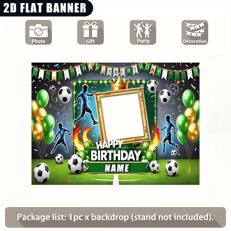 1pc 2D Vibrant Soccer Themed Personalized Birthday Banner Decoration Tapestry❀