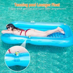 Inflatable Tanning Pool Lounger Float with Sprinkler, 78 x 48 Pool Floats Adult