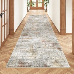 Restydon Kitchen Runner Rug Non Slip – 2.5 x 8 2’6″ x 8′ (Runner), Grey/Rust