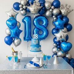 Happy Birthday for him Decorations with Metal Blue Silver Happy Birthday Star…