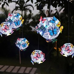 Captivating Solar Lighted Hanging Orb with Butterfly Lights for Yard Space