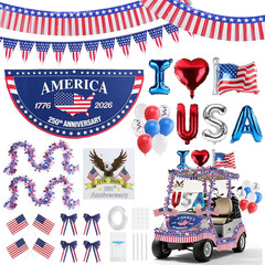4Th of July Golf Cart Decorations Kit, 250Th Patriotic Parade Golf Cart Decor wi