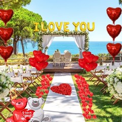 Valentine Balloon Decoration Kit I Love You Heart Bear Balloons Rose Petals