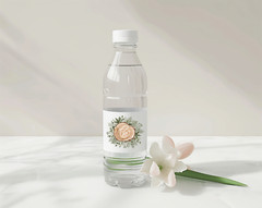 Wedding Monogram Water Bottle Stickers, Wood Slice Pine Forest Wedding Label